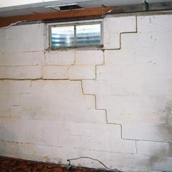 A damaged, cracked basement wall Safford